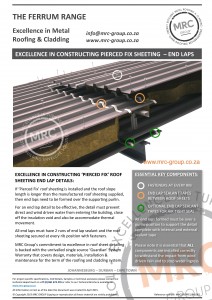 MRC Group - Pierced Fix Roof Sheeting - End Laps - Metal Roofing backed with the Guardian System Warranty - Data Sheet - June 2015-page-001