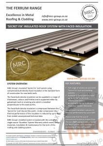 MRC Group - Secret Fix Insulated Roof System backed with the Guardian System Warranty - Data Sheet - June 2015-page-001