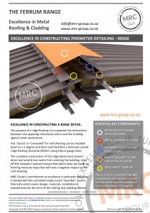 MRC Group - Perimeter Detailing - Ridge - Secret Fix Metal Roofing backed with the Guardian System Warranty - Data Sheet - June 2015-page-001