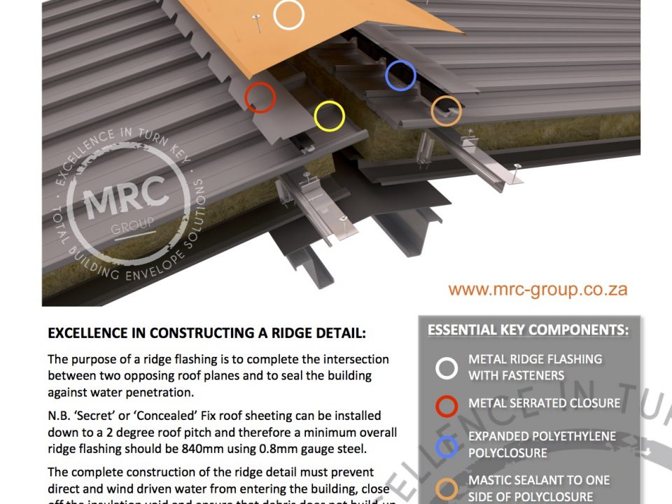 MRC Group Perimeter Detailing Ridge Secret Fix Metal Roofing backed with the Guardian System Warranty Data Sheet June 2015